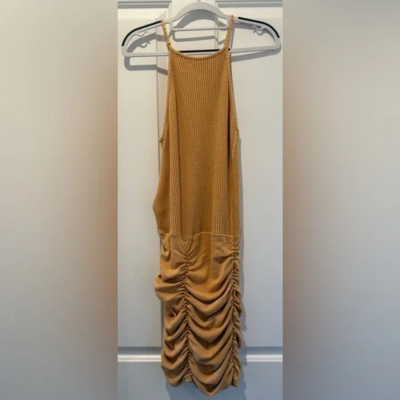 Free People FP One Katya Thermal Mini Dress Yellow Size Small - Picture 6 of 9